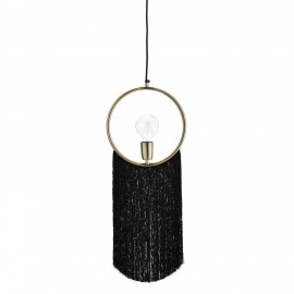 madam stoltz suspension style art deco franges noires laiton