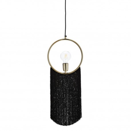 madam stoltz suspension style art deco franges noires laiton