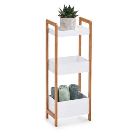 etagere a poser rangement salle de bains 3 tablettes bois blanc zeller