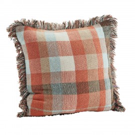 grande housse coussin a carreaux rouge franges madam stoltz