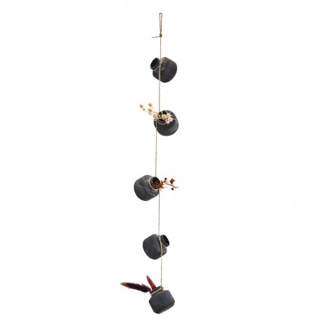 madam stoltz mini vases suspendus terre cuite noir