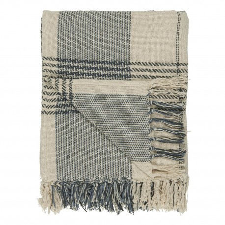 ib laursen plaid coton grands carreaux ecru bleu