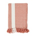 Plaid coton rayé franges Madam Stoltz rose
