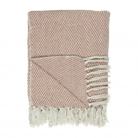 ib laursen plaid coton franges rouge bordeaux marron