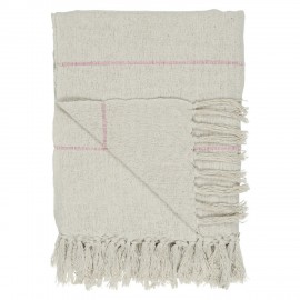 plaid coton creme ecru rayure rose ib laursen