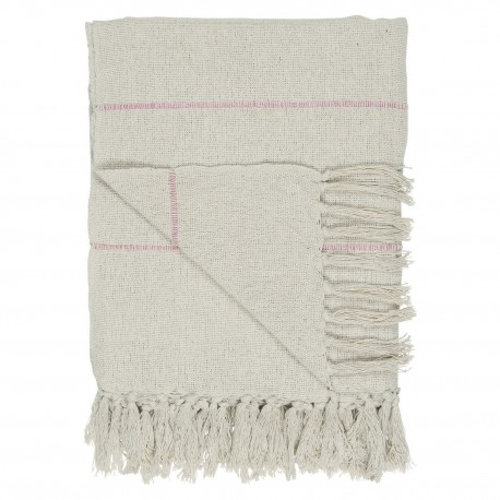 plaid coton creme ecru rayure rose ib laursen