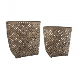 Set de 2 paniers tressés bois de bambou IB Laursen