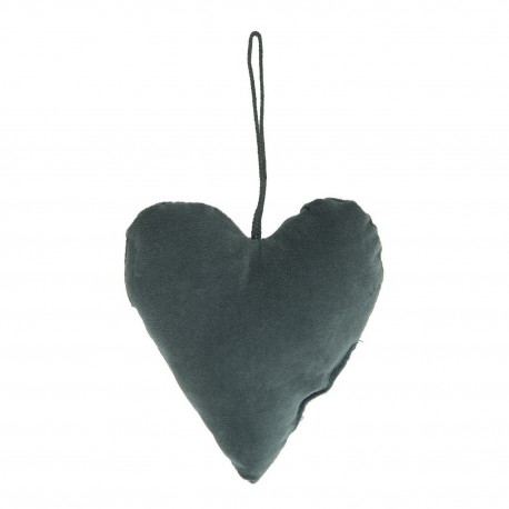 ib laursen coeur en velours decoration de sapin bleu canard