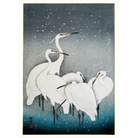 poster dessin japonais ukiyo herons the dybdahl