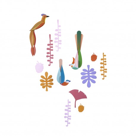 oiseaux decoration murale coffret studio roof paradise nest