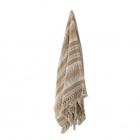 plaid coton recycle naturel beige marron bloomingville marmi