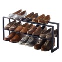 etagere a chaussures compacte extensible acier  noir yamazaki line