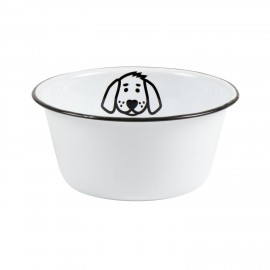 petite gamelle pour chien rigolo metal emaille blanc ib laursen