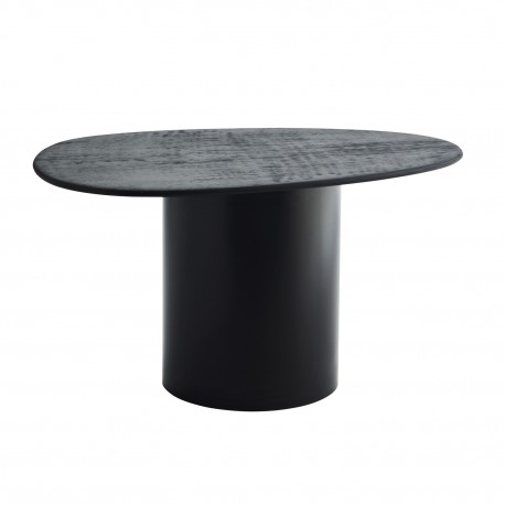 table basse ovale noire metal bois manguier madam stoltz