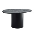 table basse ovale noire metal bois manguier madam stoltz