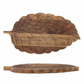 plateau de service bois sculpte feuille bloomingville mikko