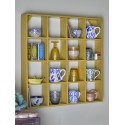 etagere murale a mugs 16 compartiments bois recycle jaune bloomingville