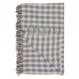 plaid coton vichy carreaux bleu clair ib laursen