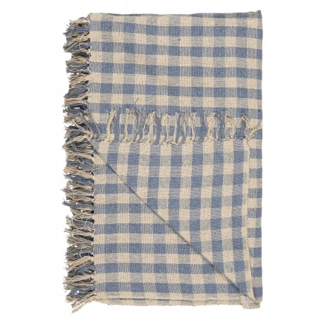 plaid coton vichy carreaux bleu clair ib laursen