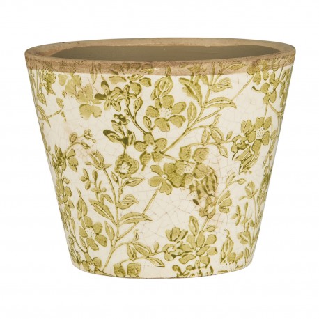 cache pot floral vert ceramique ib laursen green blossom