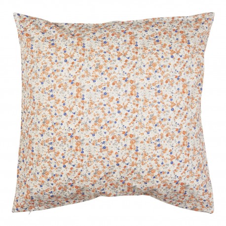 housse de coussin floral orange bleu coton ib laursen