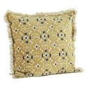 housse de coussin coton imprime jaune franges madam stoltz