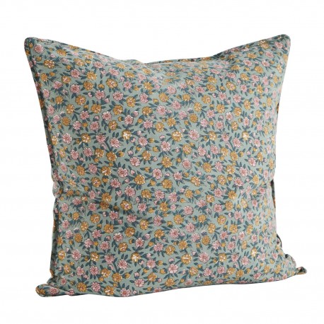housse de coussin coton imprime floral vert madam stoltz
