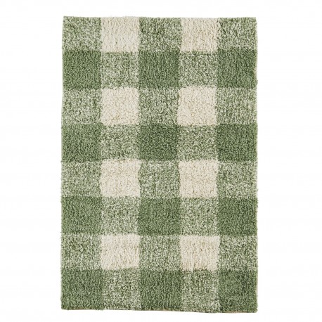 petit tapis coton tufte carreaux vert madam stoltz