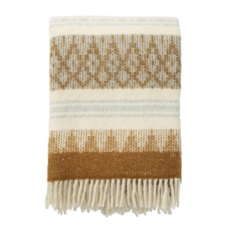 plaid classique laine suedoise marron ambre freja klippan