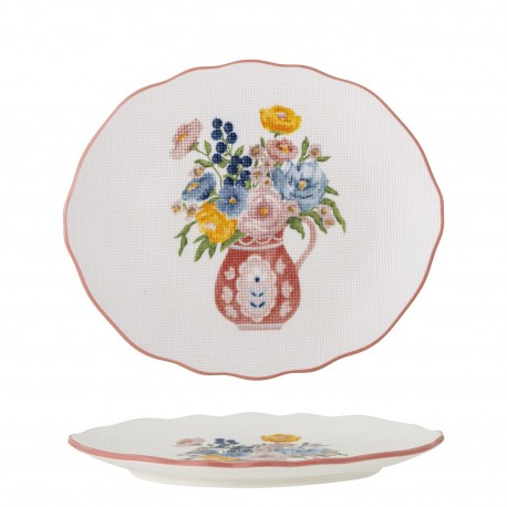 Assiette grès floral embossé Bloomingville Dorothy
