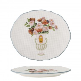Assiette vintage grès embossé floral Bloomingville Dorothy