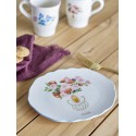 Assiette vintage grès embossé floral Bloomingville Dorothy