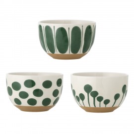 Bol petit déjeuner grès motif design Bloomingville Linora set de 3