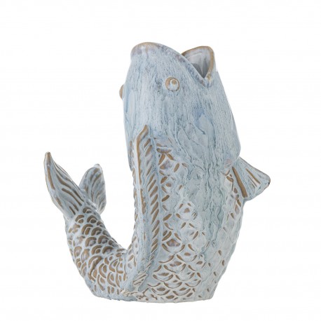 vase poisson bleu gres bloomingville hiro