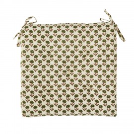 coussin de chaise coton imprime floral vert madam stoltz