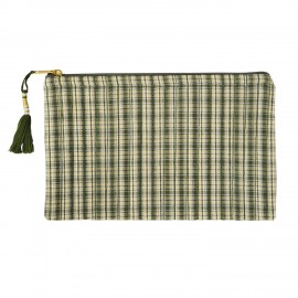 pochette tissu matelasse imprime vert carreaux madam stoltz
