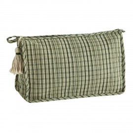 trousse de toilette coton matelasse imprime vert carreaux madam stoltz