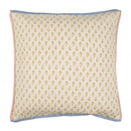 grande housse de coussin coton motif jaune moutarde liseret ib laursen