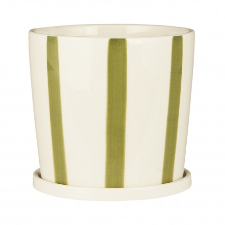 petit cache pot ceramique raye vert sous coupe ib laursen