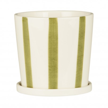 Cache-pot céramique rayures soucoupe IB Laursen