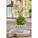 cache pot deco gres emaille blanc fleurs sculptee relief 3d ib laursen
