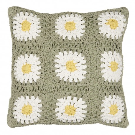 housse coussin crochet vert floral coton ib laursen