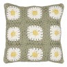 housse coussin crochet vert floral coton ib laursen