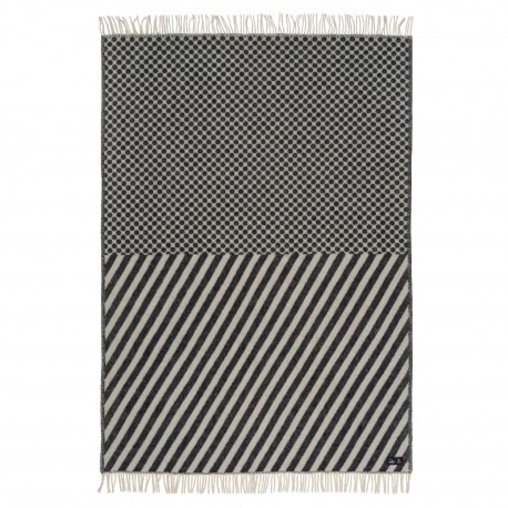 plaid laine agneau pois rayures noir blanc klippan dot and stripe