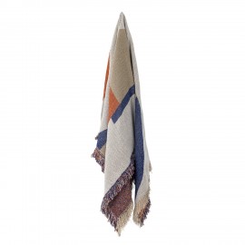 plaid coton recycle motif contemporain orange bleu bloomingville