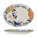 plat de service gres peint main motif floral bloomingville lynna