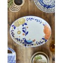 plat de service gres peint main motif floral bloomingville lynna