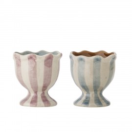 coquetier gres peint rose bleu bloomingville willa set de 2