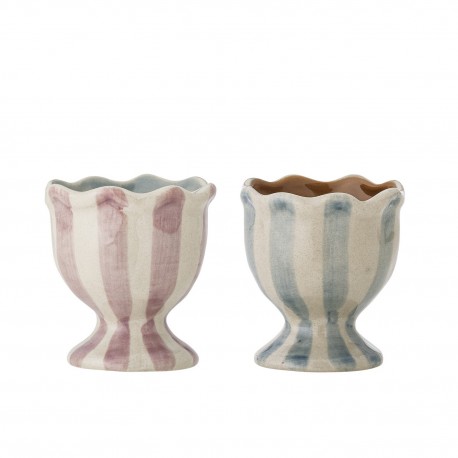 coquetier gres peint rose bleu bloomingville willa set de 2