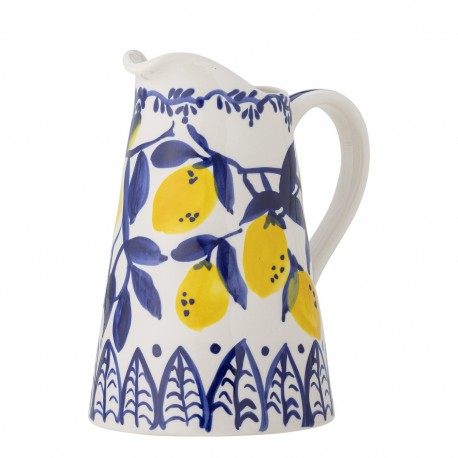 carafe gres peint bleu citrons bloomingville maxima